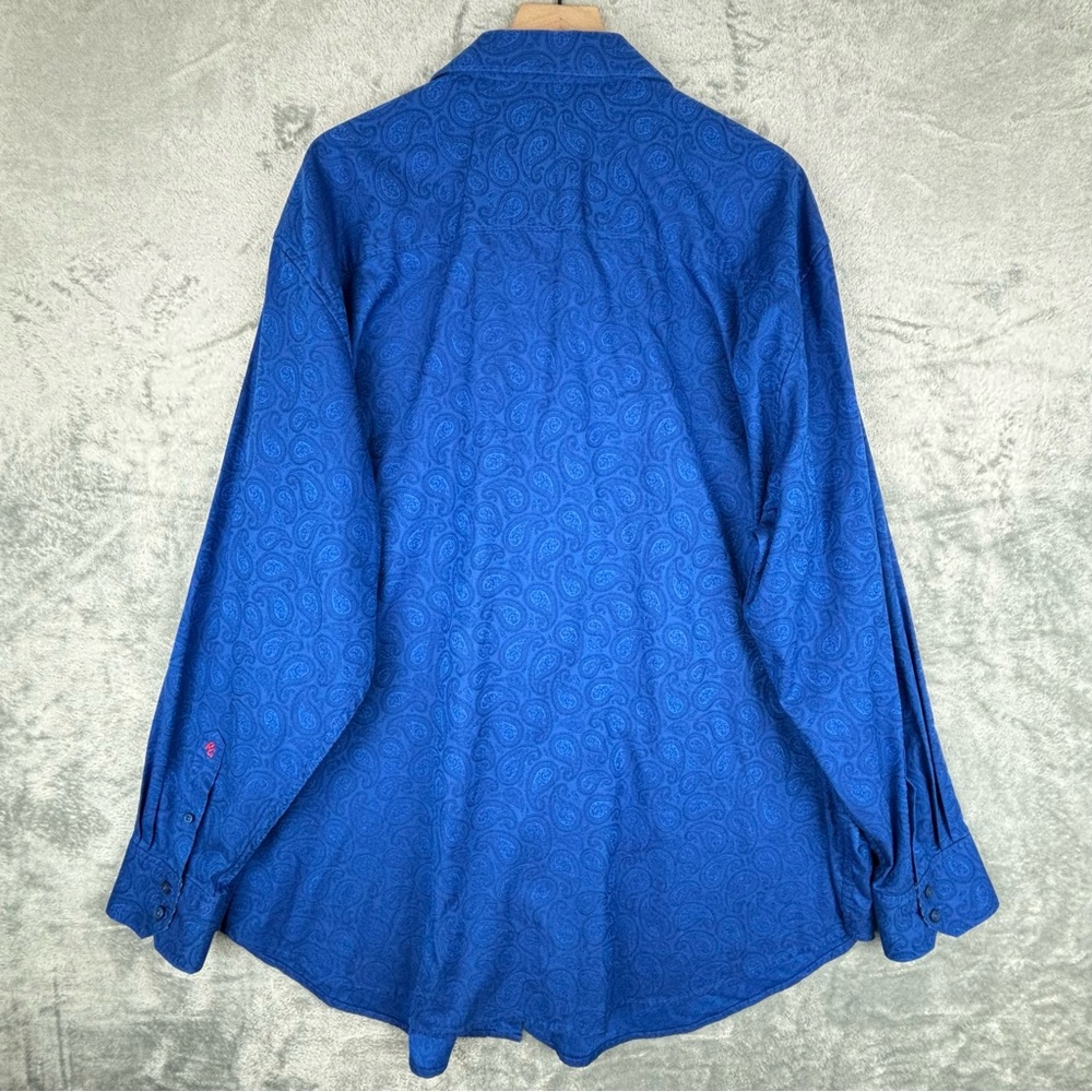 Robert Graham Shirt Men 3XL Blue Paisley Button Up Classic Flip Cuff Business - Picture 2 of 12